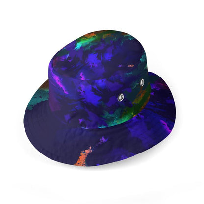 "Rainbow Color Explosion" Custom Wide Brim Bucket Hat