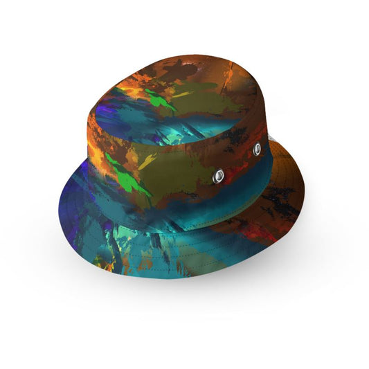 "Subtle Rainbow Color Explosion" Custom Narrow Brim Bucket Hat