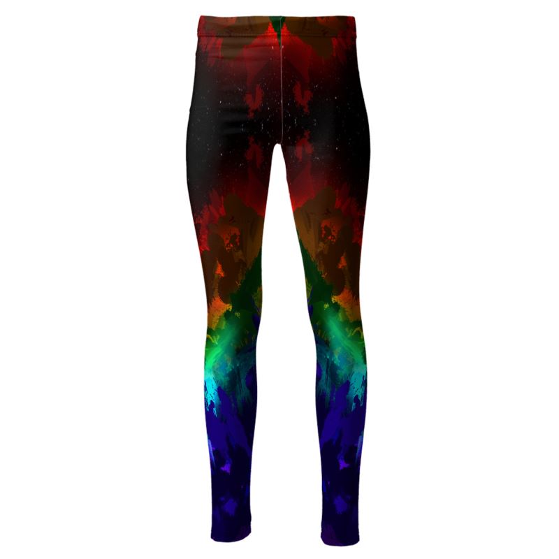 "Rainbow Color Explosion 2" Designer Custom High Waisted Leggings