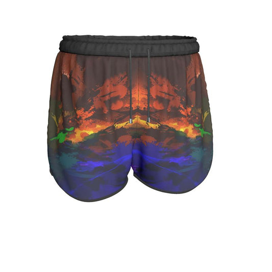 "Subtle Rainbow Color Explosion" Custom Womens Running Shorts