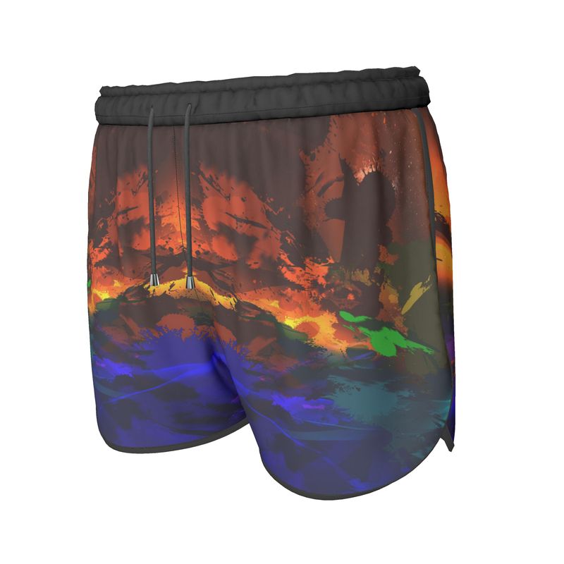 "Subtle Rainbow Color Explosion" Custom Womens Running Shorts