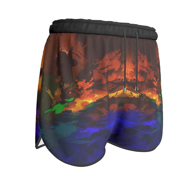 "Subtle Rainbow Color Explosion" Custom Womens Running Shorts