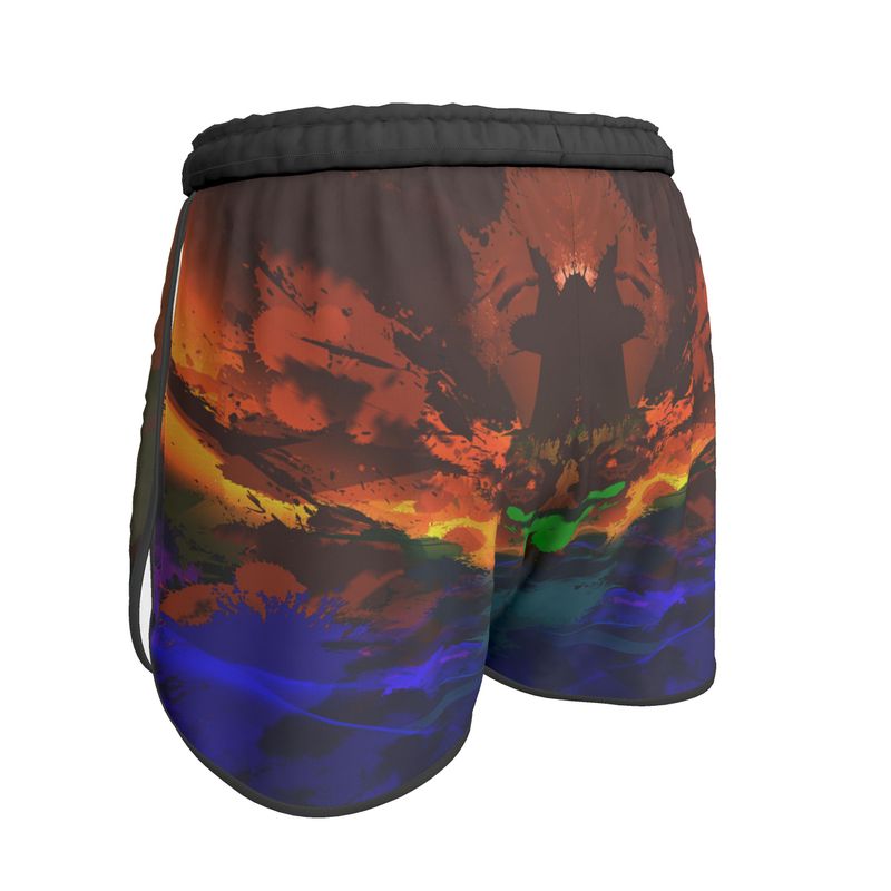 "Subtle Rainbow Color Explosion" Custom Womens Running Shorts