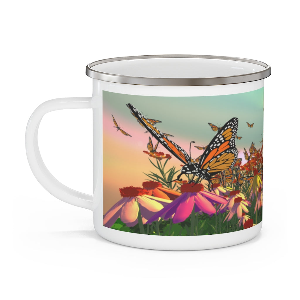 "Monarch Sun" Enamel Camping Mug