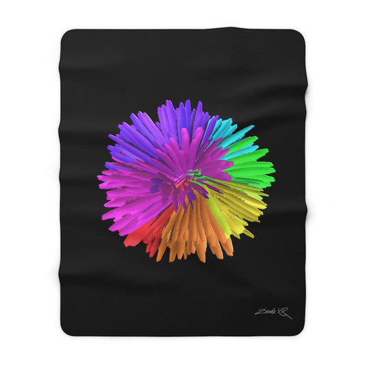 "Rainbow Chrysanthemum" Sherpa Fleece Blanket