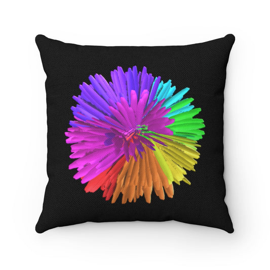 "Rainbow Chrysanthemum" Spun Polyester Square Pillow