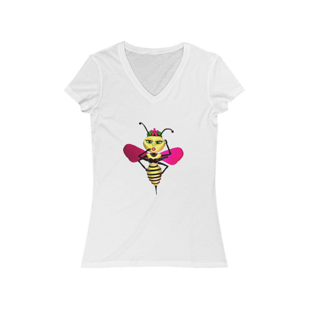 "Sassy Bee" Women's Jersey Short Sleeve V-Neck Tee