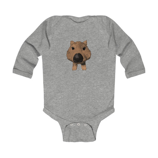 Wombat Infant Long Sleeve Bodysuit. Exclusive designs and art by ZandyXR, created in Virtual Reality.
