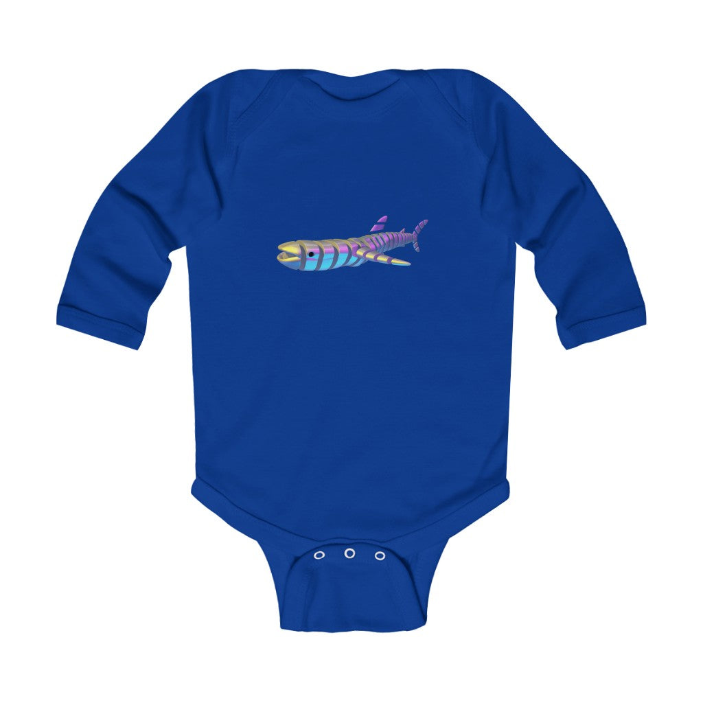 Whale Infant Long Sleeve Bodysuit. Exclusive designs and art by ZandyXR, created in Virtual Reality.