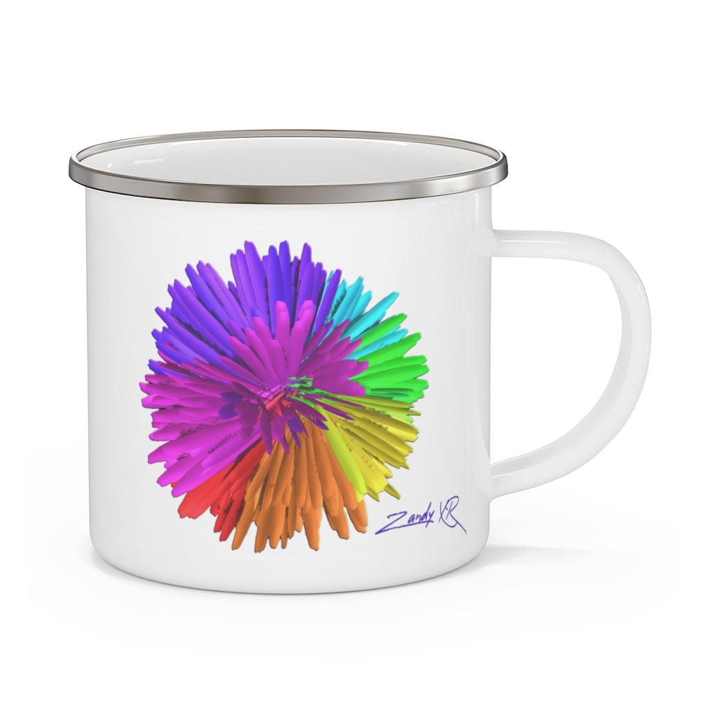 Rainbow Chrysanthemum 12 oz Enamel Mug Art created in Virtual Reality by ZandyXR