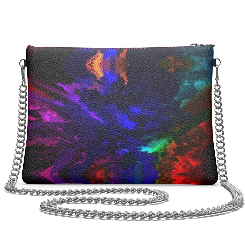 "Rainbow Color Explosion" Custom Crossbody Bag With Chain