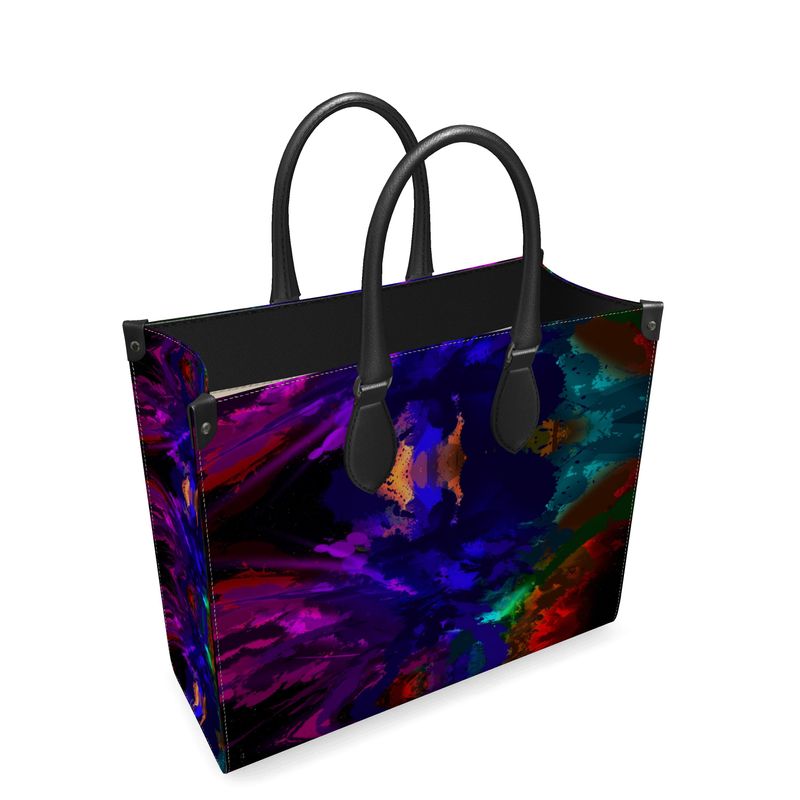 Large "Rainbow Color Explosion" Smooth Nappa Leather Shopper Bag