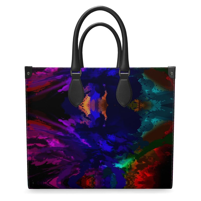 Large "Rainbow Color Explosion" Smooth Nappa Leather Shopper Bag