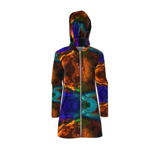 "Subtle Rainbow Explosion" Women's Breathable Hooded Rain Jacket
