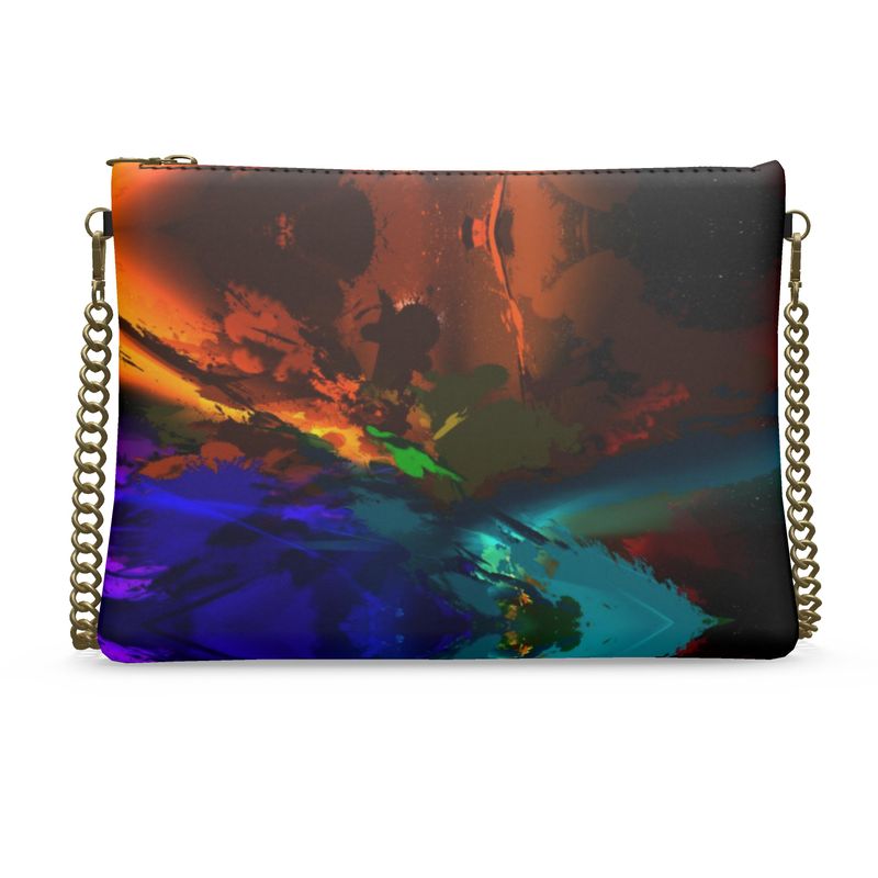 "Subtle Rainbow Color Explosion" Custom Crossbody Bag With Chain