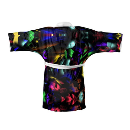 "Virgin Rainbow Opal" 100% Silk Satin Kimono