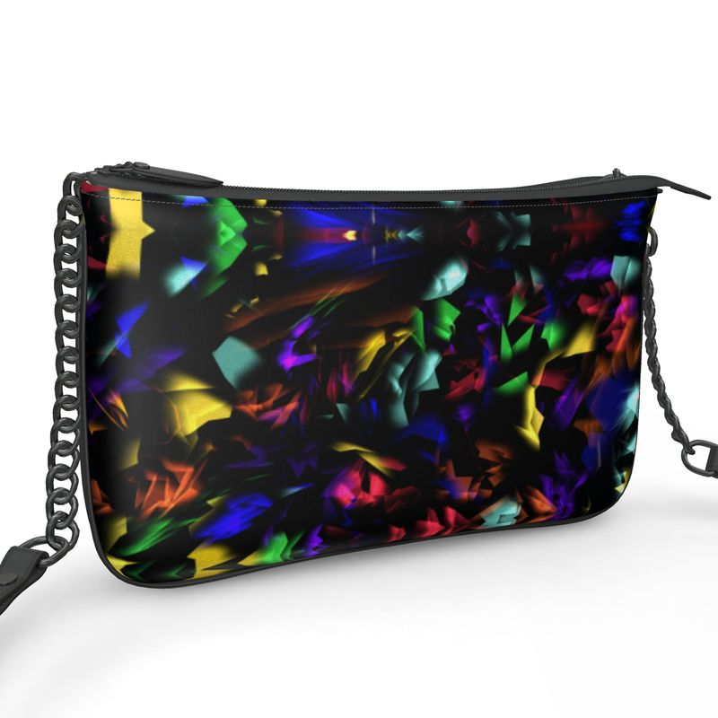 "Virgin Rainbow Opal" Smooth Nappa Leather Pochette Double Zip Bag