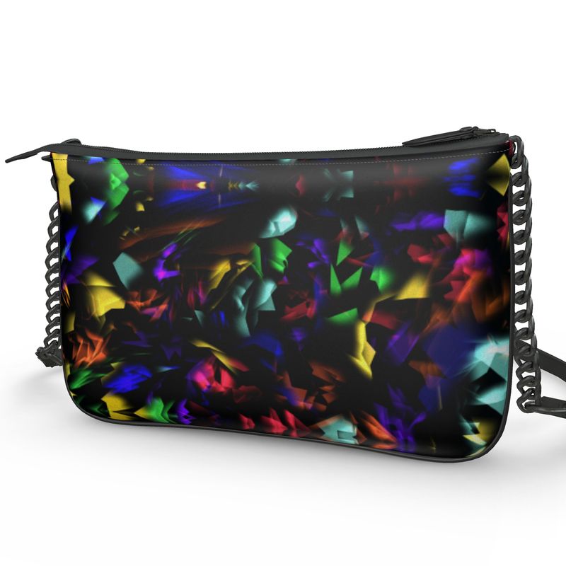 "Virgin Rainbow Opal" Smooth Nappa Leather Pochette Double Zip Bag