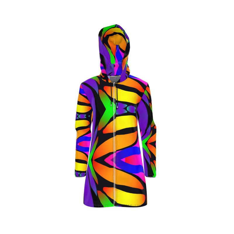 "Butterfly Rainbow" Women's Breathable Hooded Rain Jacket