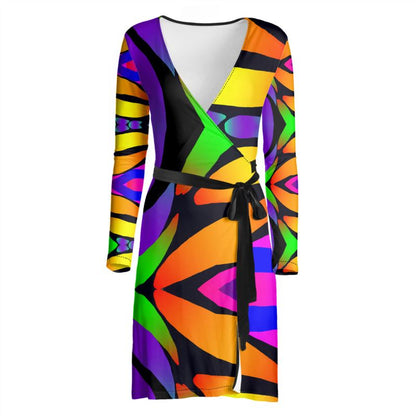 "Butterfly Rainbow" Wrap Dress