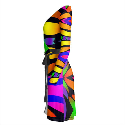 "Butterfly Rainbow" Wrap Dress