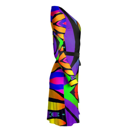 "Butterfly Rainbow" Wrap Dress