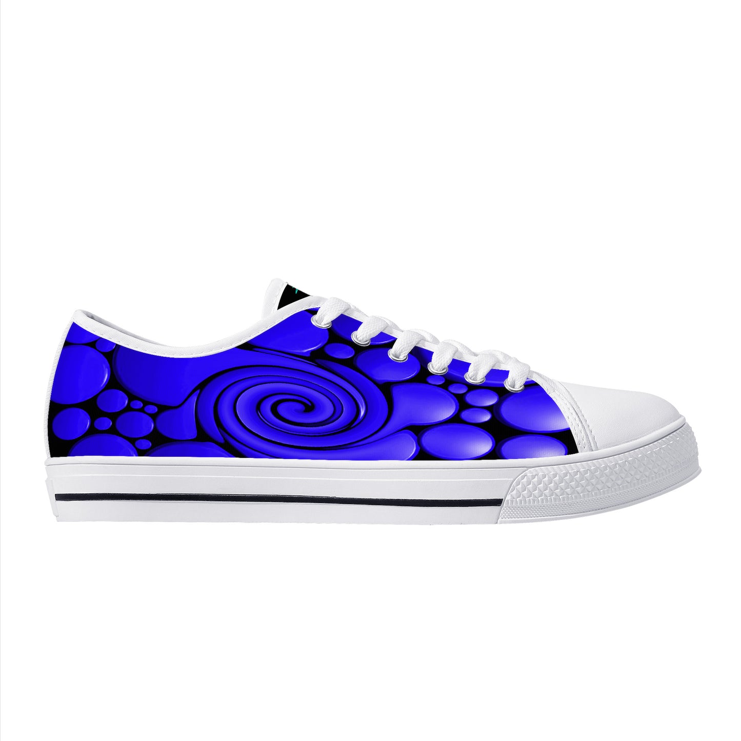 Blue Twisted Ellipses Low-Top Canvas Shoes - White