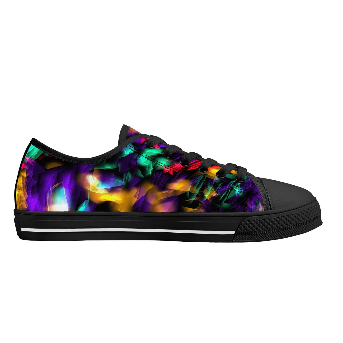 Color and Fire Low-Top Canvas Shoes - Black