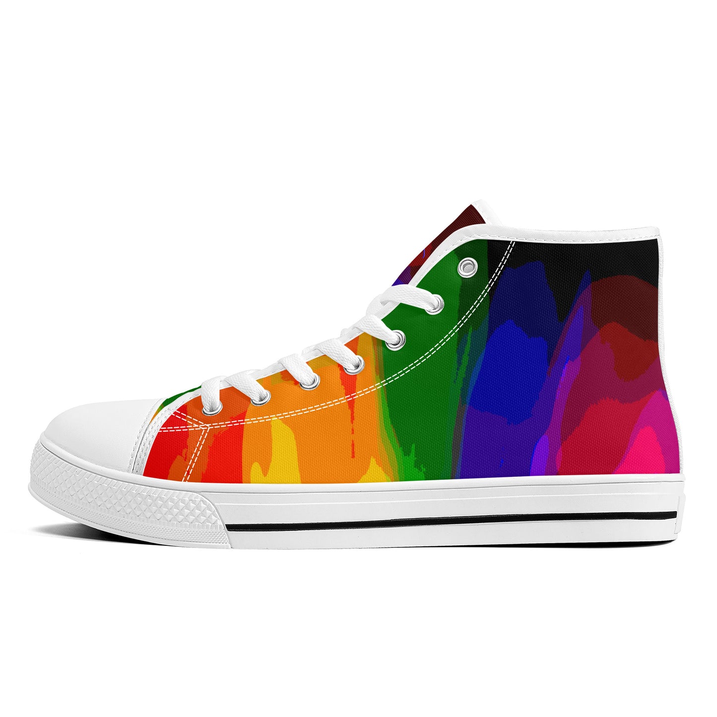 Casual Rainbow High-Top Canvas Shoes - White