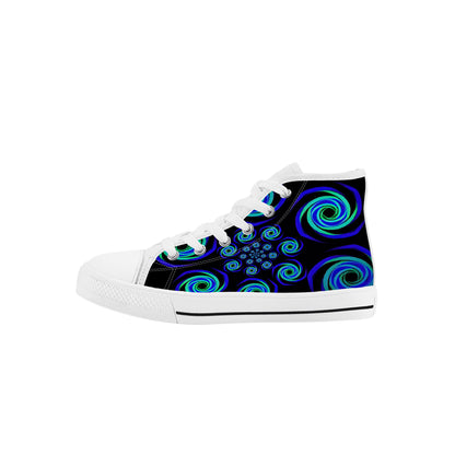 Blue Spiral Kids High Top Canvas Shoes
