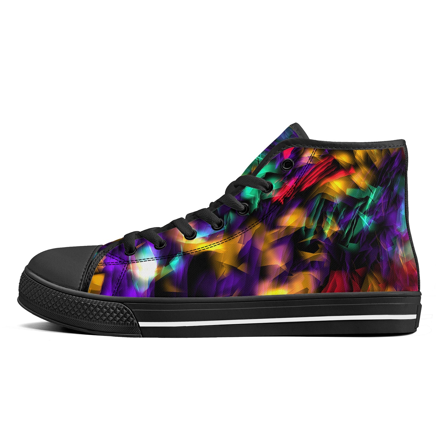 Color and Fire High-Top Canvas Shoes - Black