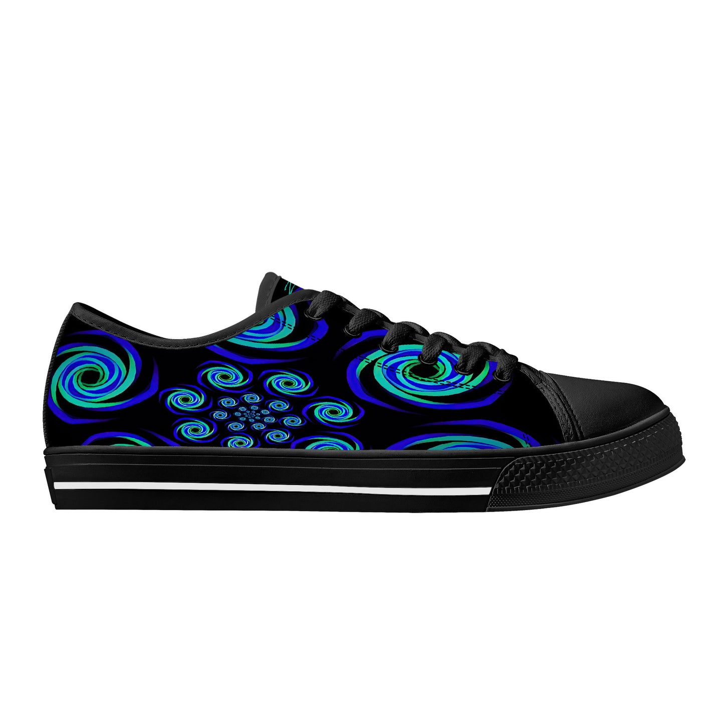 Blue Twisted Low-Top Canvas Shoes - Black