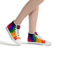 Casual Rainbow High-Top Canvas Shoes - White