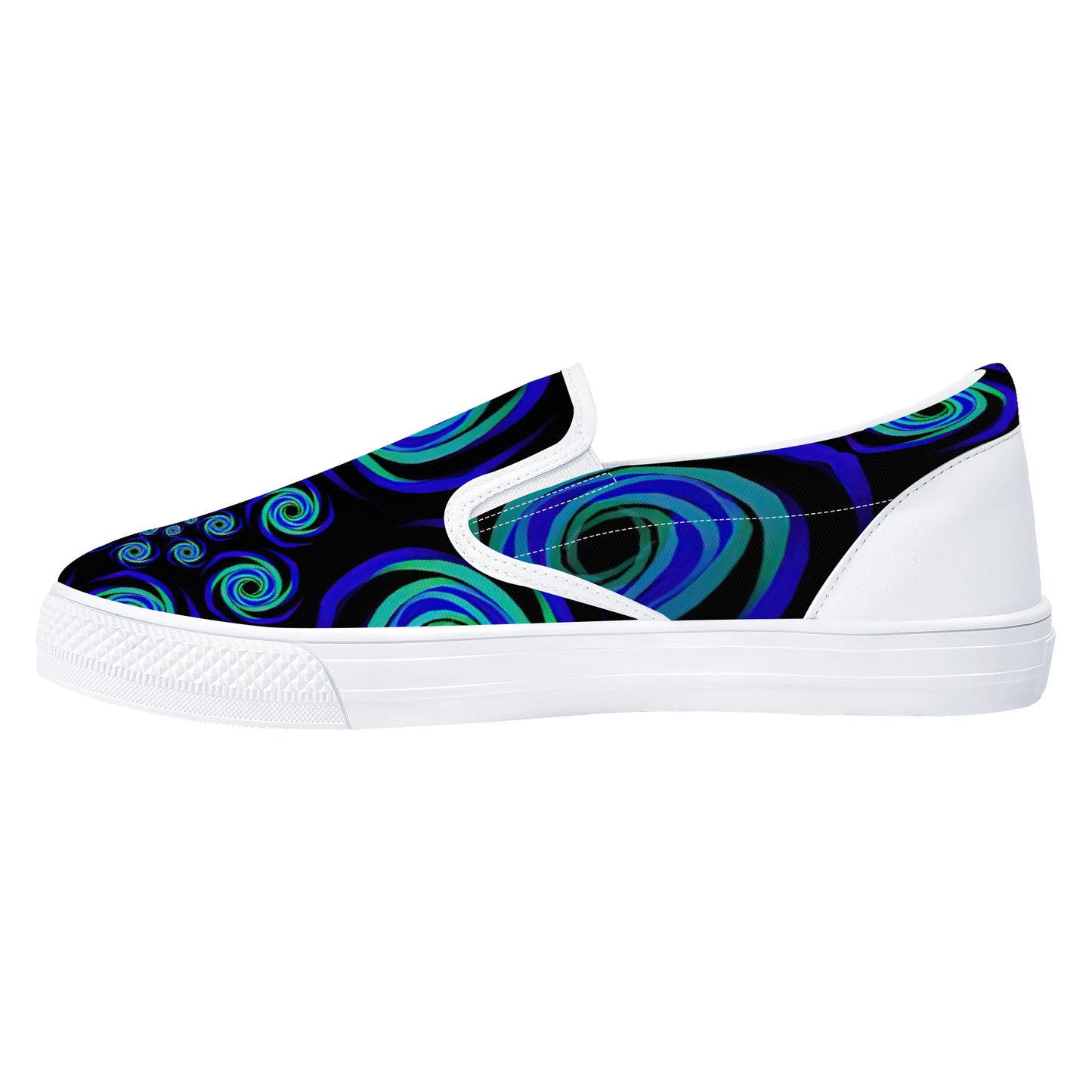 Blue Spiral  Slip-on Shoes - White