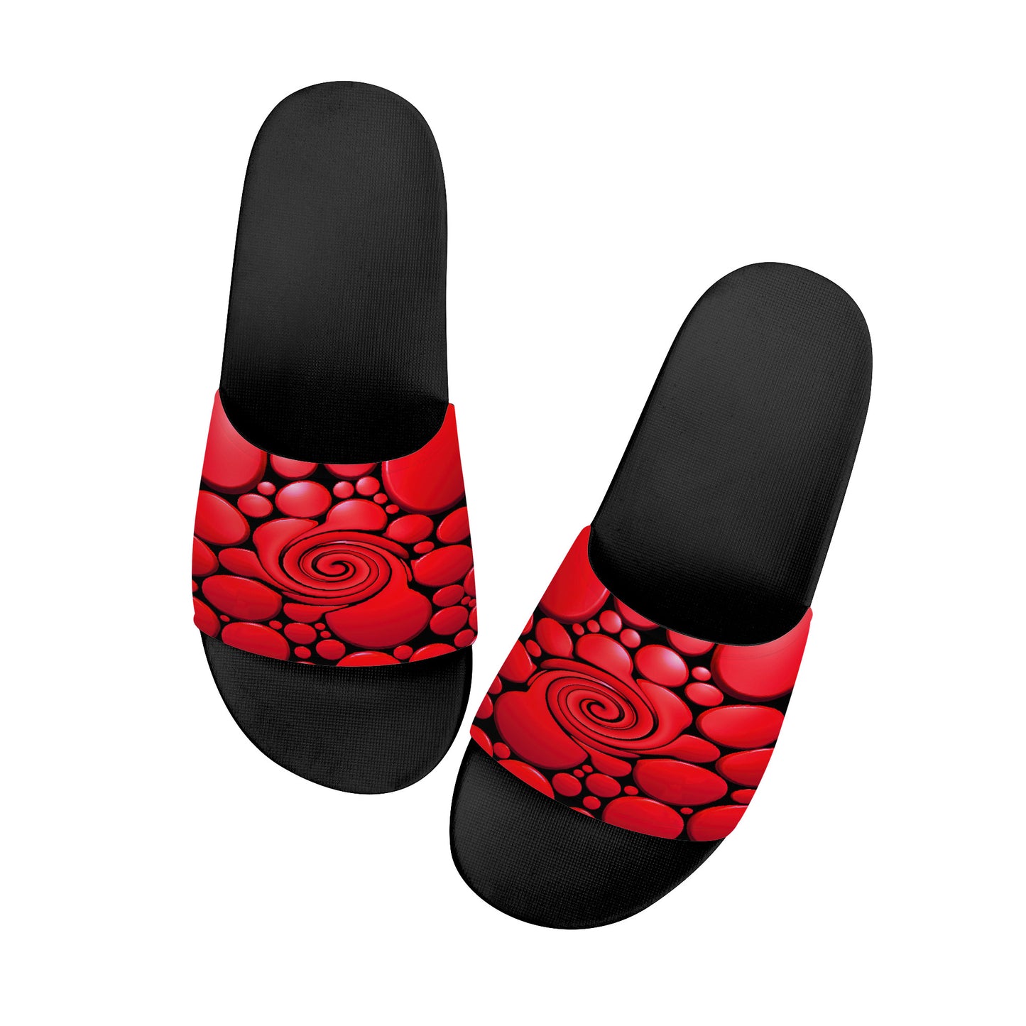 Red Twisted Ellipses Slide Sandals
