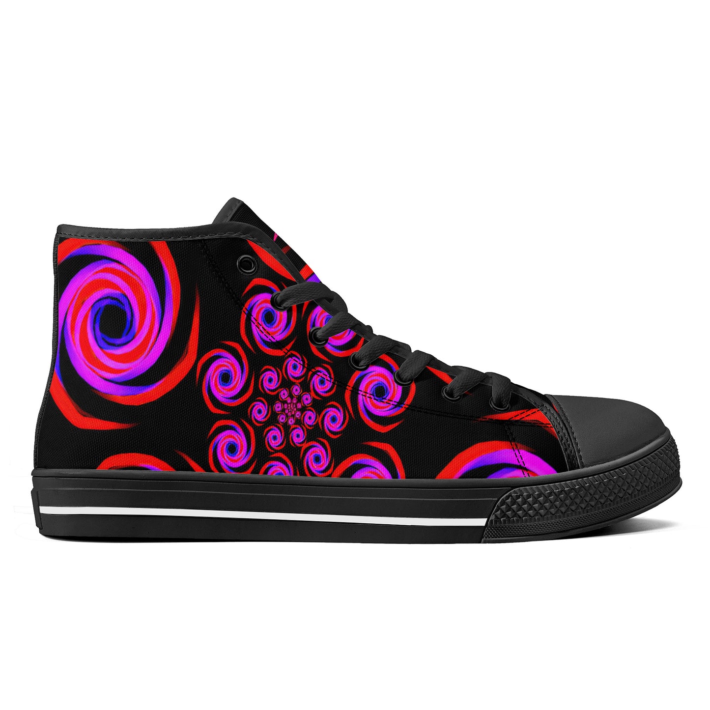Pink Spiral High-Top Canvas Shoes - Black