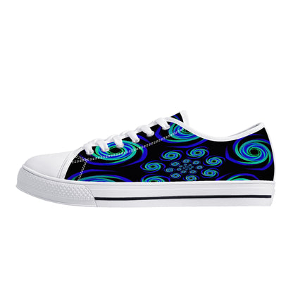 Blue Twisted Low-Top Canvas Shoes - White