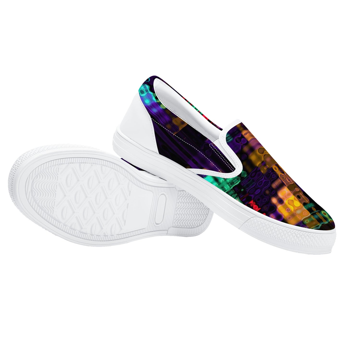 Color and Fire Glitch Slip-on Shoes - White
