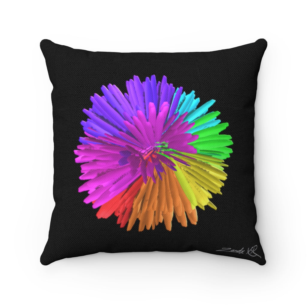 "Rainbow Chrysanthemum" Spun Polyester Square Pillow