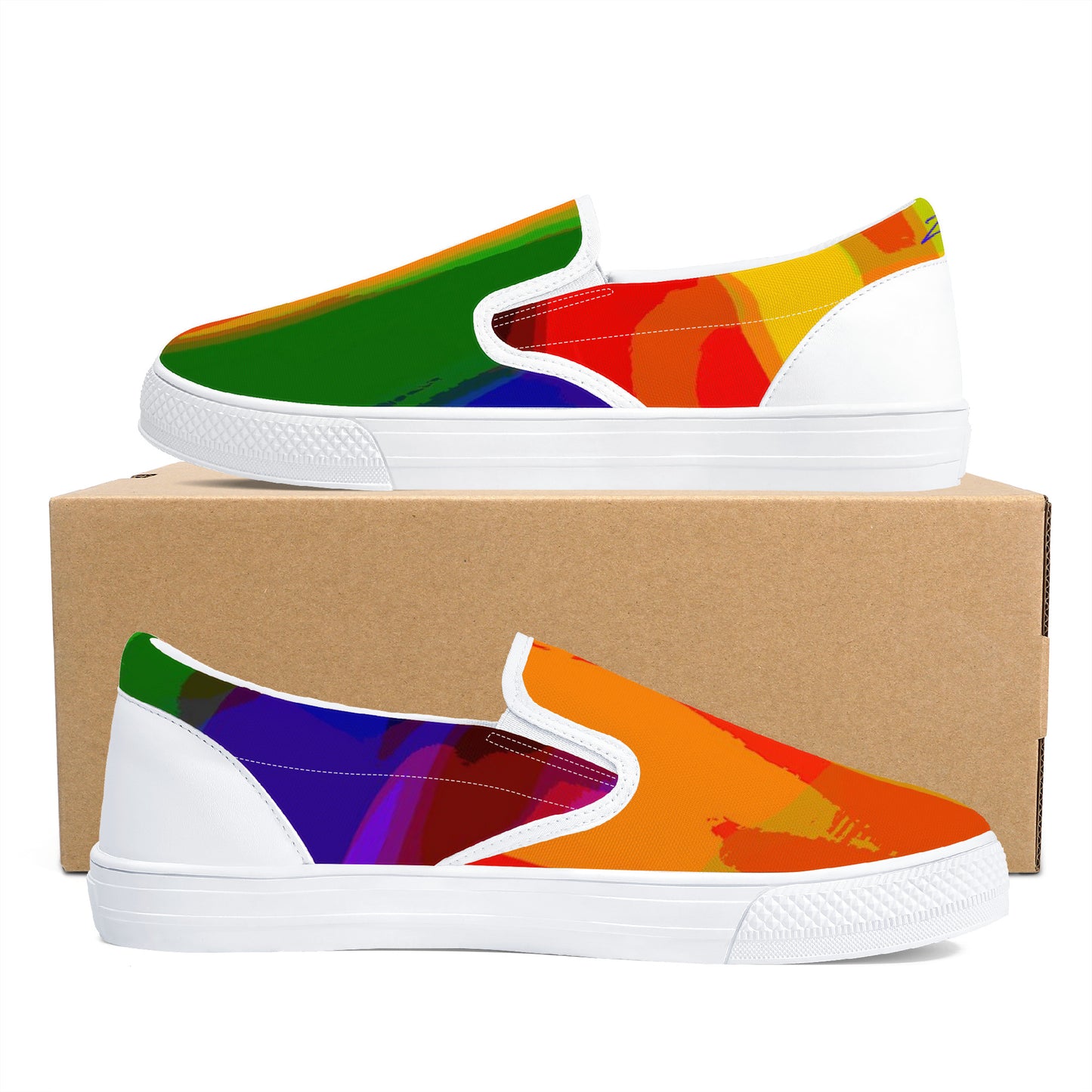 Casual Rainbow Slip-on Shoes - White