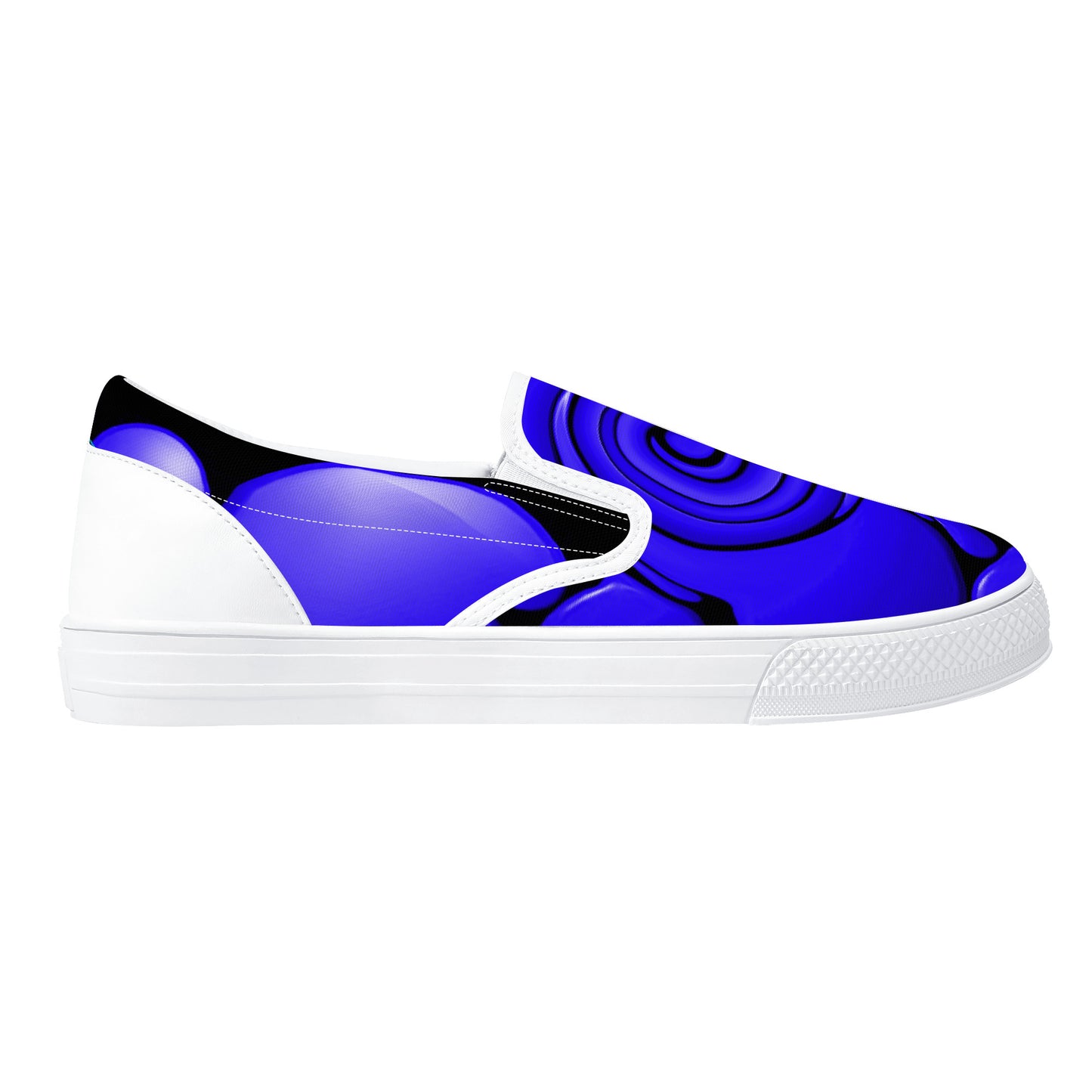 Blue Twisted Ellipses  D31 Slip-on Shoes - White