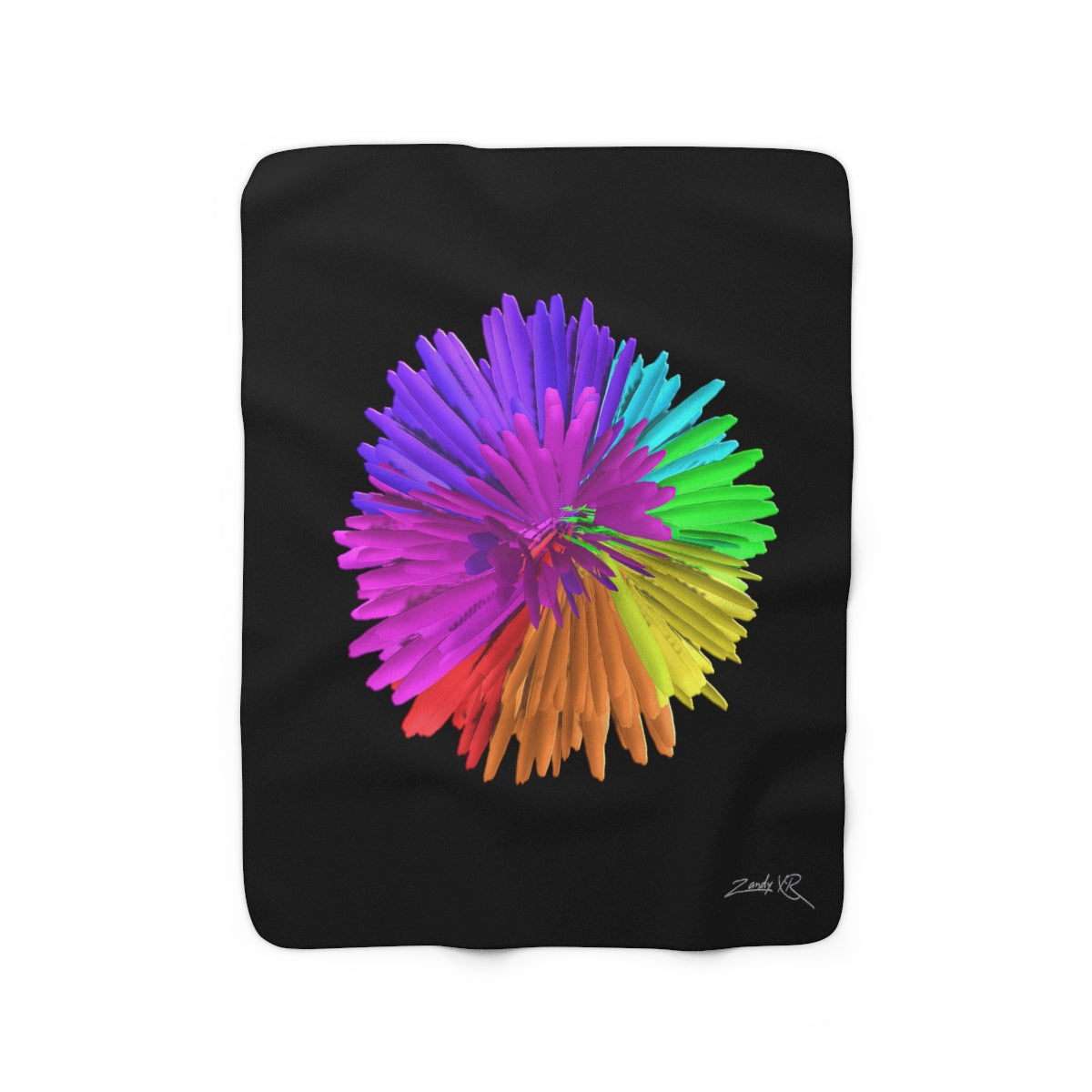 "Rainbow Chrysanthemum" Sherpa Fleece Blanket