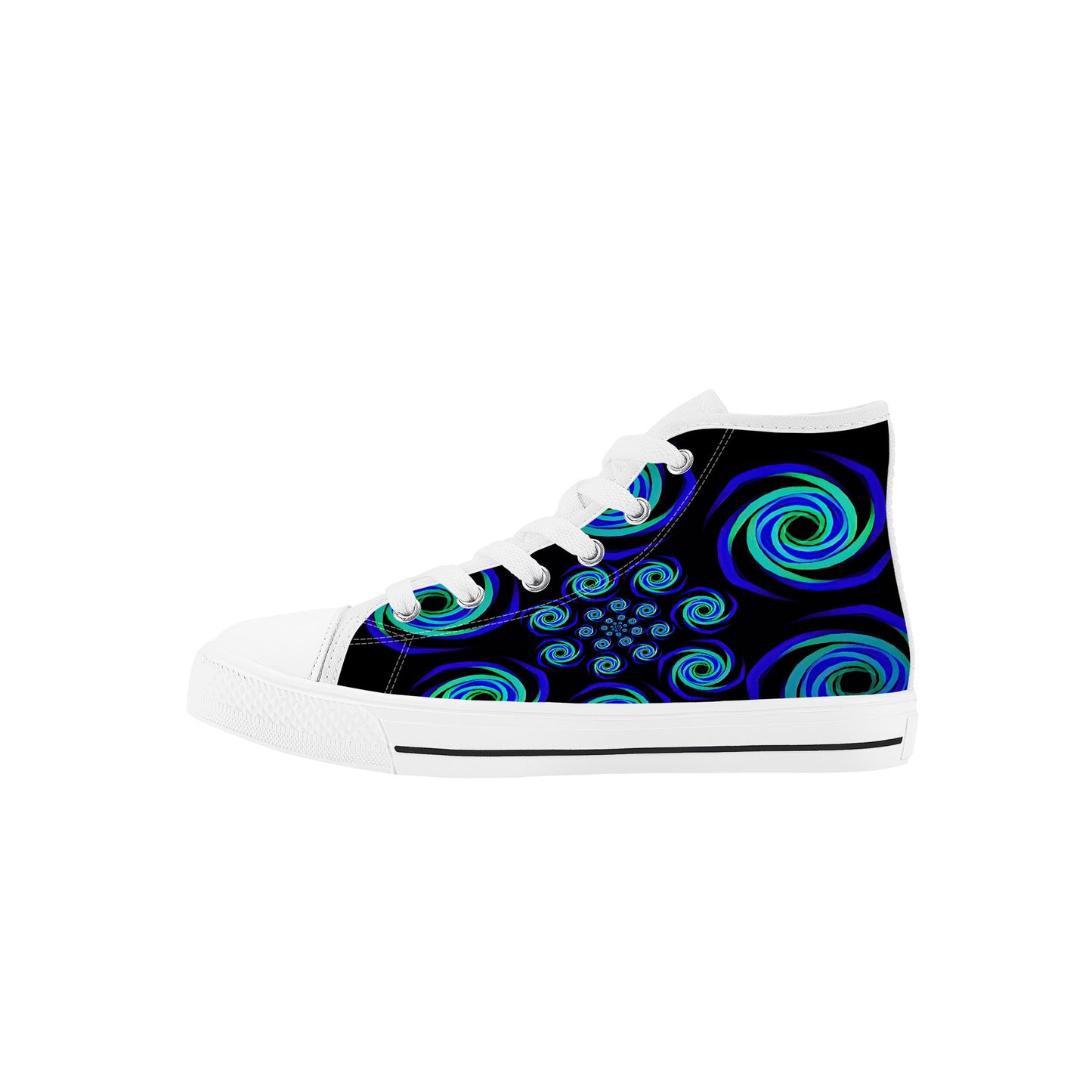 Blue Spiral Kids High Top Canvas Shoes