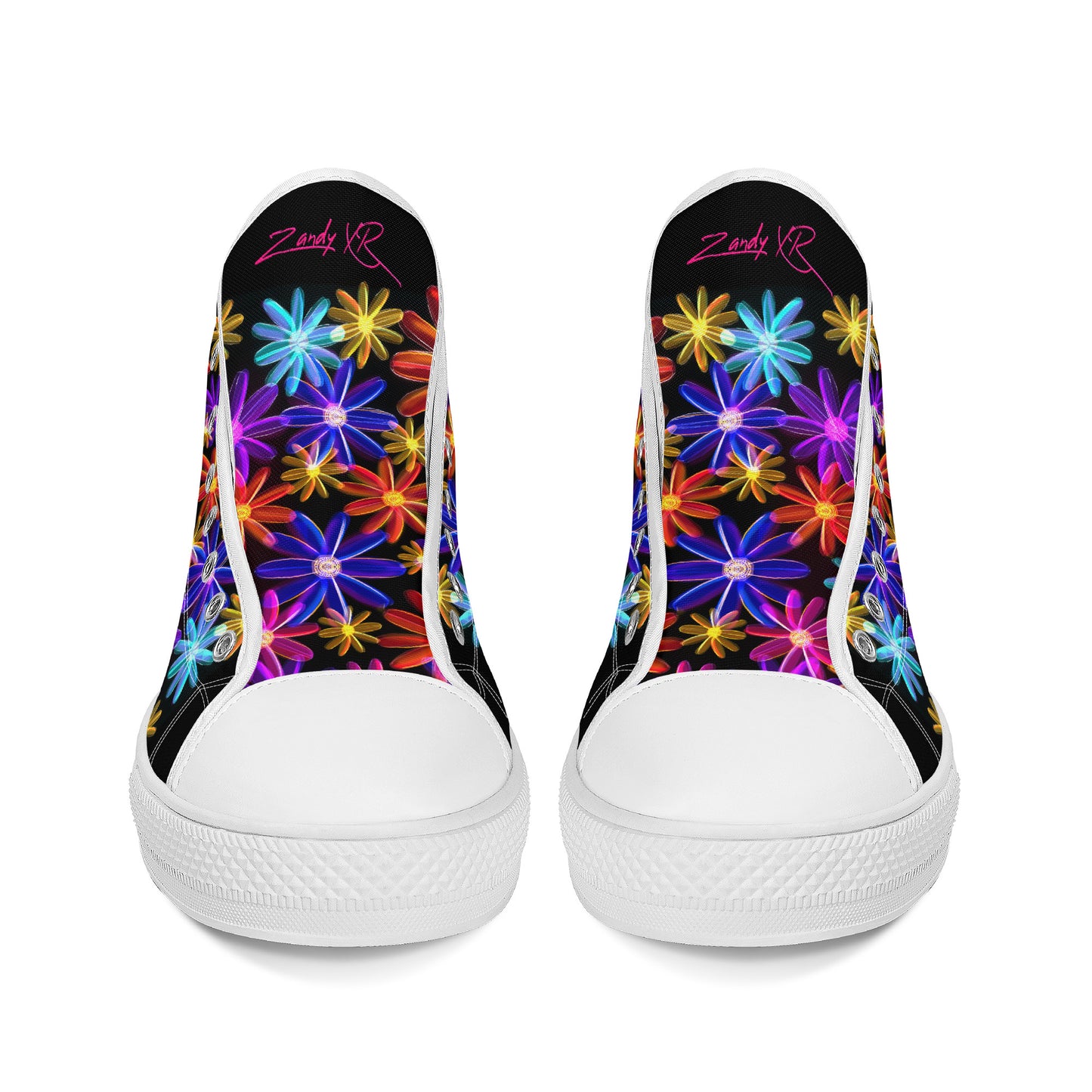 Gerbera Daisy High-Top Canvas Shoes - White