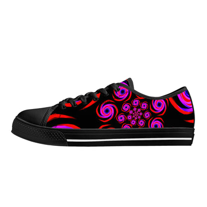 Pink Spiral Low-Top Canvas Shoes - Black