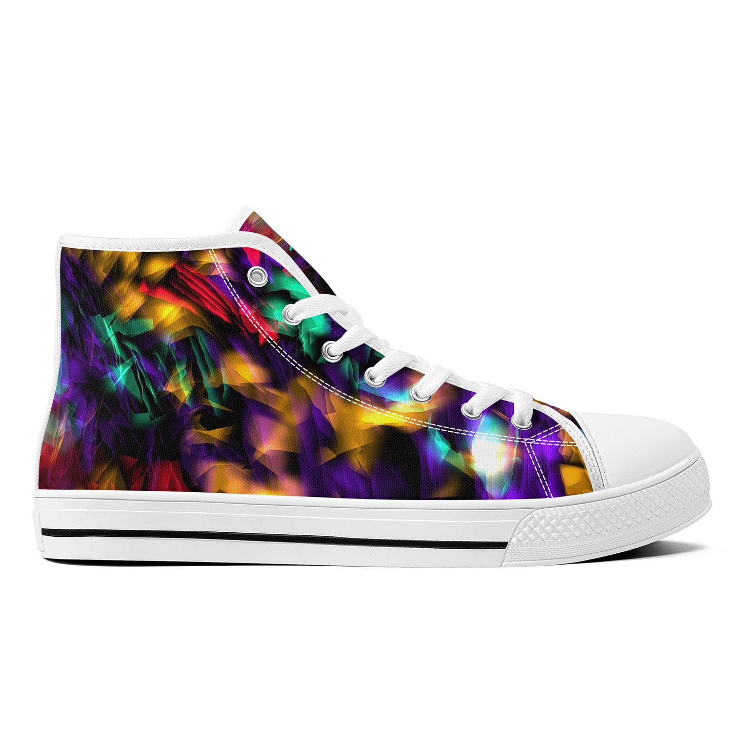 Color and Fire High-Top Canvas Shoes - White