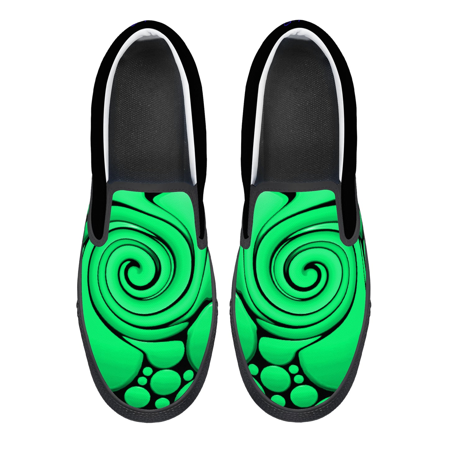 Green Twisted Ellipses Slip-on Shoes Black