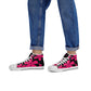 Tropical Vibes Pink High-Top Canvas Shoes- White