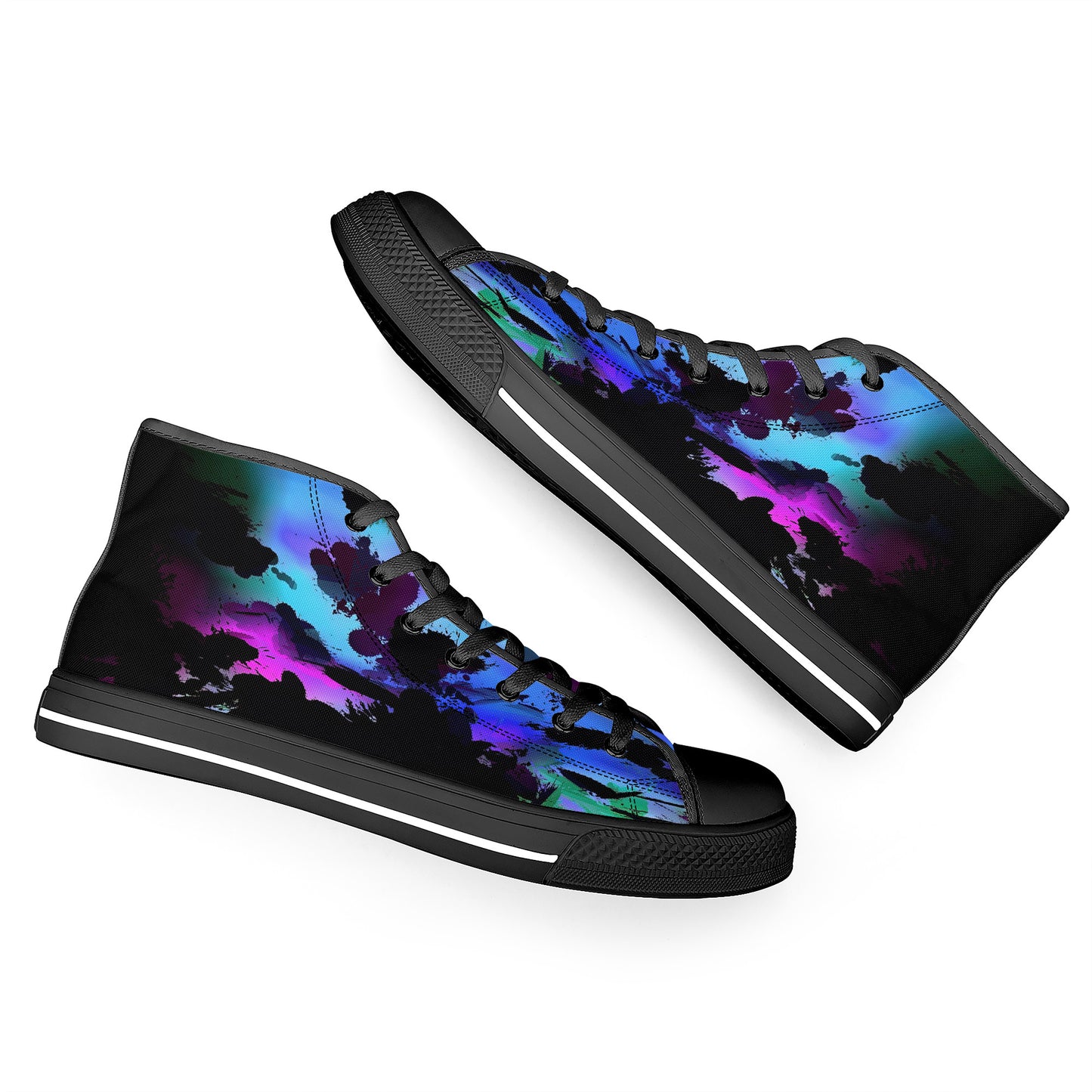 Color Implosion High-Top Canvas Shoes- Black