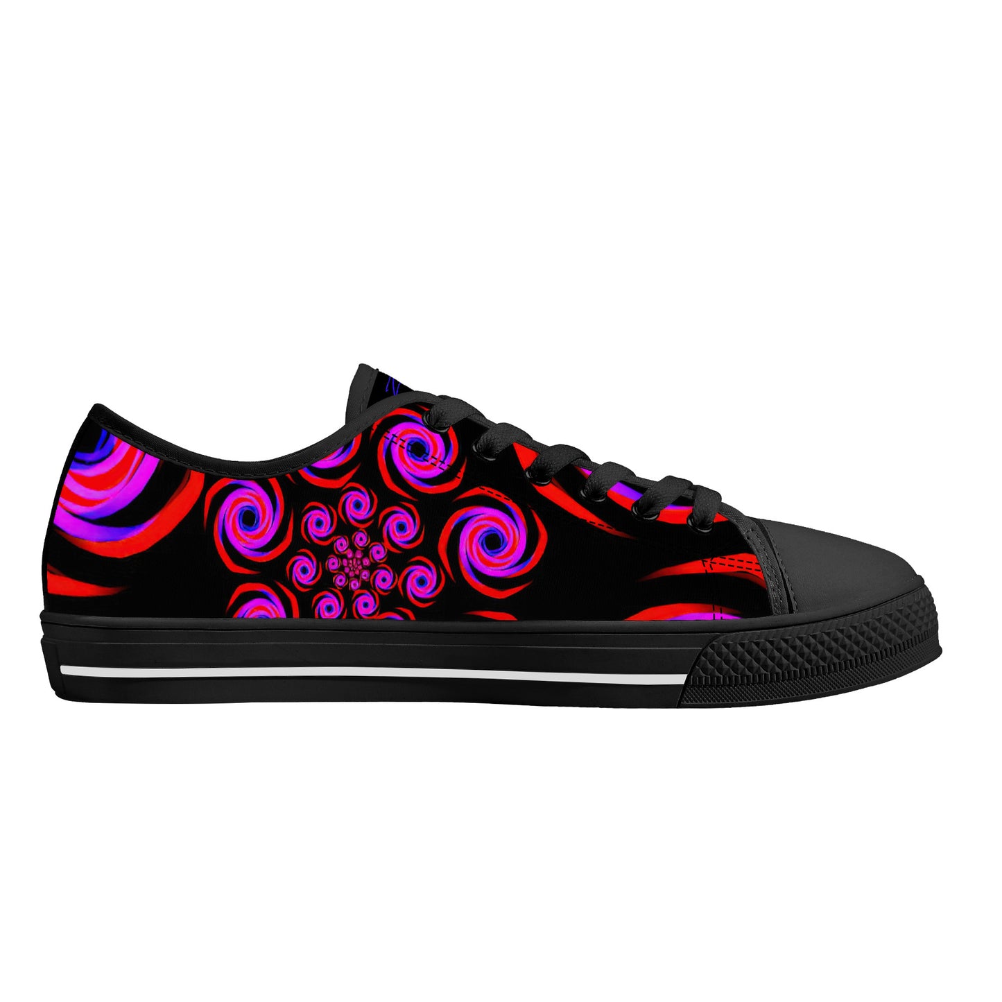 Pink Spiral Low-Top Canvas Shoes - Black